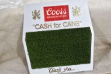 Coors' Cash For Cans Turf Plastic Sign
