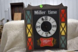 Miller High Life Hanging Lighted Sign With Clock, (Works)