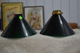 (2) Green Glass Lamp Shades