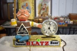 Blatz Beer Keg Man Lighted Sign With Clock, Clock Unknown If Works