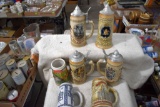 (4) Budweiser Sr. Marty Lidded Steins B, K, H Series, (2) Busch Gardens Steins, (8) Total Steins