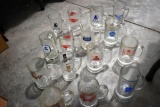 Assortment Of Glass Beer Mugs, (14) Schlitz, Blatz, Old Milwaukee, Strohs