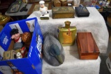 Duck Decoy, Wooden Jewelry Boxes, Several Ceramic And Wooden Coin Banks