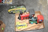 Assortment Of Plastic Train Cars And Friction Drive Tank