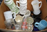 Assortment Of Glass, Ceramic, Steins and Mugs