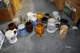 Large Assortment Of Mugs, Pottery, Glass
