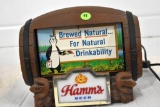 Hamm's Beer Lighted Barrell Lighted Flip Sign, lights up and works