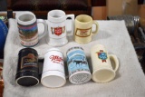 Assorted Beer Mugs Including, Old Style, Lone Star and Miller (7) total