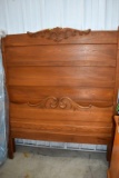 Fancy Highback Oak Bed Frame w/Spoon Carving