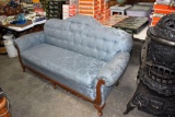Fancy Humped back Victorian Style Clean Sofa w/Spoon Carvings, Queen Anne Legs and Fancy Inlays