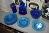 Blue Mixing Bowls, Blue Plates, Blue Canister, Blue Blanco Art Glass