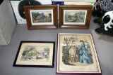 Currier Knifes, Pictures And Frames, Victorian Style Lady In Frame