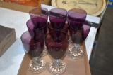 (8) Vintage Fostoria Purple Clear Cocktail Glasses, Center Piece, Purple Canister