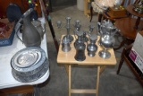 Pewter Servers, Candle Stick Holders, Trays