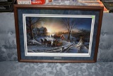 Terri Redlin Signed, Print, Pleasure Of Winter, 4147 Of 24,500, Framed And Matted, 31''x21''