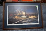 Terri Redlin Signed Print, Lights Of Home, 4195 Of 9,500 Framed And Matted, 32''x22''