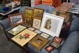Assortment of Pictures And Frames, Westerns, Cutout Paper Dolls, Pencil Art