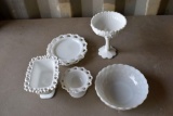 Milk Glass Bowls, Plates