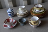 Painted Plates, Cups And Saucers