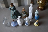 Ceramic Victoria Ladies, Milk Glass Cruets, Clear Glass Bottle