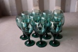 (11) Pretty Teal Green Gold Trim Wines