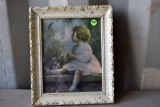 The Girl And The Blue Bird In Painted Frame, 10.5''x12.5''