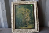 The Girl And The Blue Bird In Frame By Zula Kenyon, Signed, 15.5''x19''