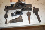 Stanley Bailey Wood Plane, 2 smaller wood planes, vintage guides and woodworking parts