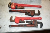 Assorted pipe wrenches