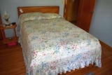 Waterfall style full size bed frame, no mattresses or bedding