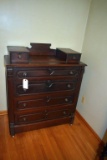 Walnut dresser, fancy spoon carving, hanky drawers, 4 drawer, 40