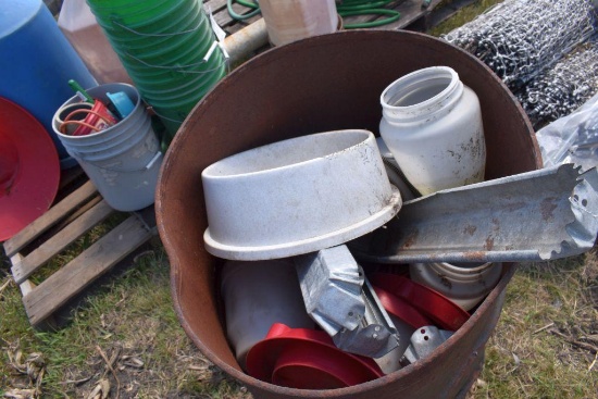 Assortment of chicken waters, water heater, and chicken lights