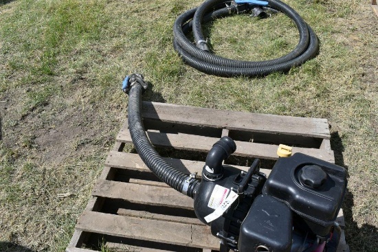 Banjo pump w/ Briggs 900 series engine, engine unknown condition, 2" hose with banjo fittings