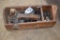 Wooden Tool Box with Reciever Hitch, Clevise, Wheel Lug Wrench, Foldable Measuring Stick