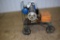 Briggs & Stratton S twin Flywheel, on steel wheel hand pull truck