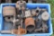 Assorted Gas Engine Parts Including: Carbs, Heads, Pulleys