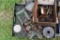 Assorted Gas Engine Parts Including: Muffler, Carbs, Spark Plugs, Head, Pistons