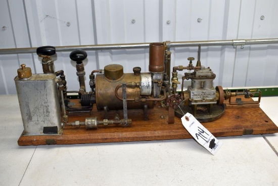 H.E Boucher Marine Live Steam Engine Model with Wood Case, With Steam Whistles, Possibly