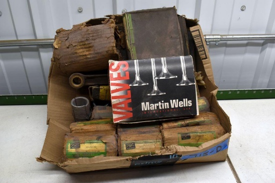 Assortment of N.O.S Main Bearing Halves, Main Bearings, Piston Rings, Boxes are Rough but ARE
