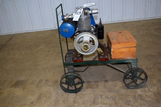 Briggs & Stratton S twin Flywheel, on steel wheel hand pull truck