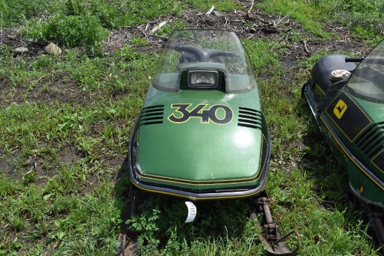 John Deere 340 Cyclone Snowmobile, 3944 Miles Showing, With Cover, Engine Free