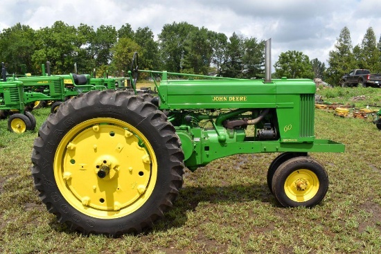 John Deere 60, Gas, Narrow Front "Roll-O-Matic", Rock Shaft, 13.6x38 Tires, 1 Aux, Restored, SN