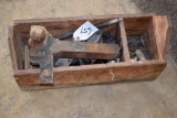 Wooden Tool Box with Reciever Hitch, Clevise, Wheel Lug Wrench, Foldable Measuring Stick