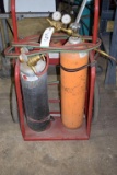 Acetylene Torch Set on Cart, with Brazing Rod