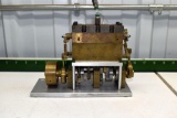 4 Cylinder Scale Model Replica, Brass, Mounted on Metal Plate, 7.5