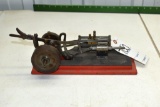 Scratch Built 1/3 Scale Double Wheel Engine with Hand Lever, Wood Platform Mounted, 14