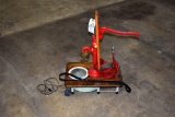 Restored Electric Belt Driven Water Fountain Pump Mounted on Wood Platform with Bowl and