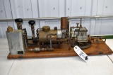 H.E Boucher Marine Live Steam Engine Model with Wood Case, With Steam Whistles, Possibly