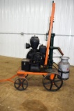 Monitor Pump Jack, 1 1/4 HP, 500 Speed, Model VJ, SN45812, on hand pull steel wheel truck