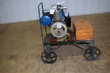 Briggs & Stratton S twin Flywheel, on steel wheel hand pull truck